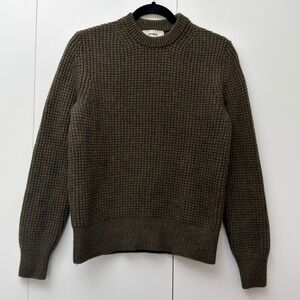 Buck Mason Herdsman Sweater Mens S Olive Waffle Knit Merino Cashmere Crewneck